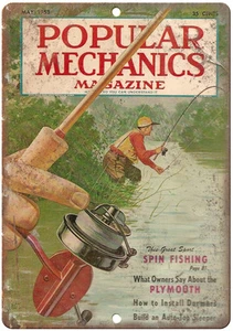 1953 Popular Mechanics Spin Fishing Cover 12" x 9" reproduction metal sign - Picture 1 of 1
