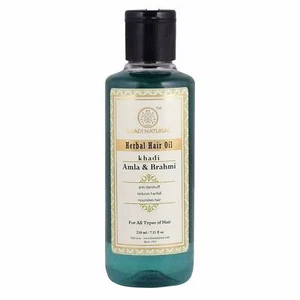 KHADI NATURAL Amla and Brahmi Herbal Hair Oil, 210ml - Picture 1 of 3