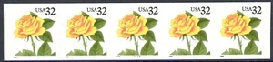 Yellow Rose Self-Adhesive 32 Cent 5 Coil Stamps PNC5  MNH Scott 3054 Plate #2233 - Picture 1 of 2