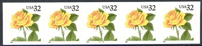 Yellow Rose Self-Adhesive 32 Cent 5 Coil Stamps PNC5  MNH Scott 3054 Plate #2233 - Image 1 of 2