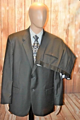 Stafford Executive Men Dark Gray Wool 2 Front Button Suit Sz 46R Wst 40x27 - Image 1 of 4
