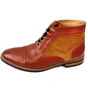 La Milano Roy Men's Leather Suede Wingtip Boots Size 14 Style B1302K Brown EUC - Picture 1 of 13