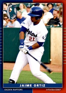 2007 Ogden Raptors Grandstand #29 Jaime Ortiz Guayama Puerto Rico Baseball Card