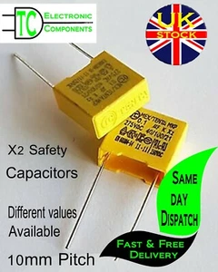 X2 Safety Capacitors 10mm Pitch 275VAC 0.001uF to 0.47uF available - Picture 1 of 2