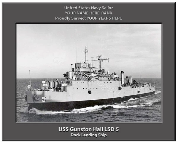 USS Gunston Hall LSD 5 Personalized Canvas Ship Photo 2 Print Navy Veteran Gift - Image 1 of 1