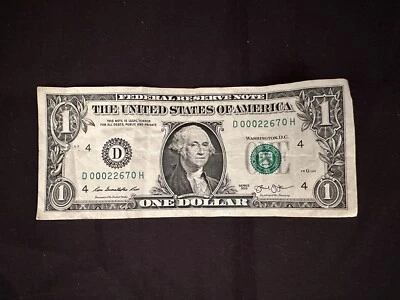 February 26th 1970 Birthday Anniversary Bill $1 US Dollar Note Low Serial Number - Image 1 of 2