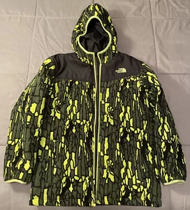 The North Face Reversible Green Camouflage Black Soft Shell Fleece Boys L Jacket - Picture 1 of 10