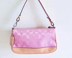 Borsa a tracolla Coach 6094 Hampton Demi in pelle jacquard rosa uso borsa Y2K - Foto 1 di 17