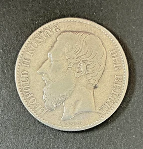 Belgique - Léopold II - Rare et  jolie monnaie de 2 francs  1887 VL (2) - Picture 1 of 2