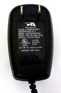 ADAPTADOR ENCHUFABLE AC/DC CYPHER AC-3 - CLASE 2 - 120VAC a 7,5 VDC - NUEVO - Imagen 1 de 5