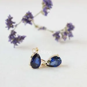 1.2ct Simulated Pear Cut Sapphire Tear Drop Earring Women Gold Plated - Picture 1 of 3