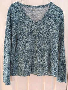 T-shirt Sonoma The Everyday manica lunga multi blu scollo a V taglia L 100% cotone - Foto 1 di 5