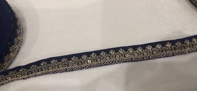 Royal Blue And Gold Velvet Ribbon Lace Trim Crafts Sewing 9 Yards - Image 1 of 4