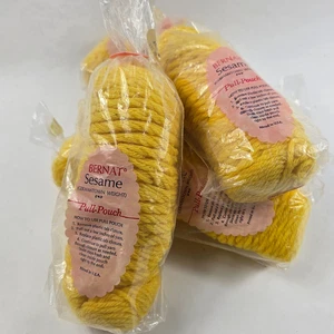 Vintage Lot 5 Bernat Sesam Wolle Kammgarn Goldrute gelb Germantown 625 Yd - Bild 1 von 6
