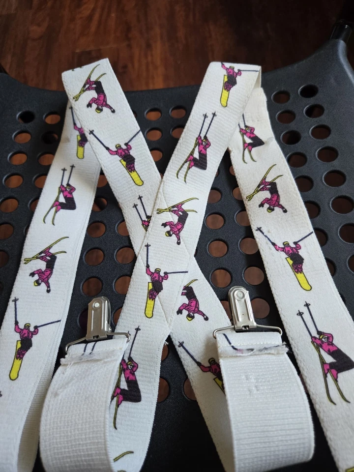 Tirantes ajustables elásticos blancos esquiador 41” de metal a cierre de metal Foto 1 de 3