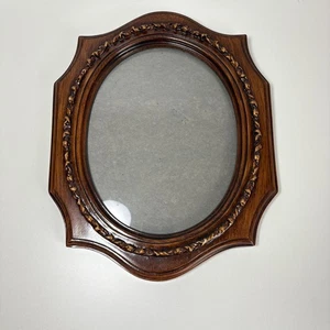 Vintage Holz Oval Bilderrahmen Geschnitzt Seil Akzent Öffnung Maße 9,5" x 7" - Bild 1 von 4