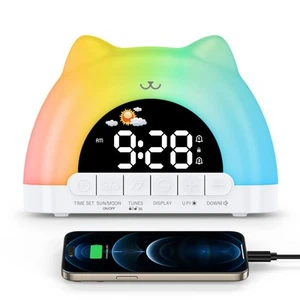 Kids Alarm Clock Wake Up Clock with 11 Colors Night Light Toddlers Sleep Trai... - Picture 1 of 9