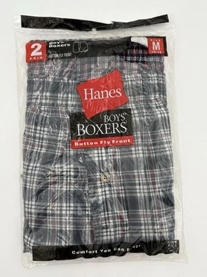 De colección 2002 Hanes Boys Boxers M 10-12 Cuadros Paquete de 2 Botones Mosca Sellado Nuevo de Lote Antiguo Costa Rica Foto 1 de 4