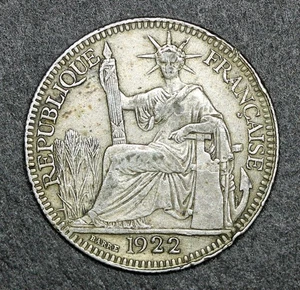 1922 Un Indocina francese - 10 centesimi .680 argento - Foto 1 di 2