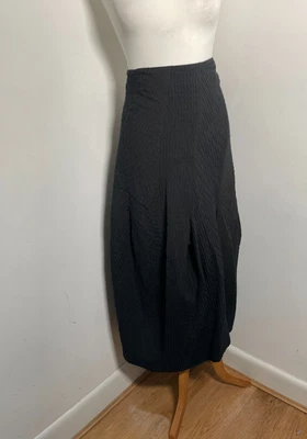OSKA pleated midi skirt Size 4 UK 16 18 VGC black lagenlook textured balloon - Image 1 of 4