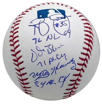 VIDA BLUE WILLIE HERNANDEZ RANDY JONES & LAMARR HOYT CY YOUNG AWARD SIGNED BALL - Image 1 of 4