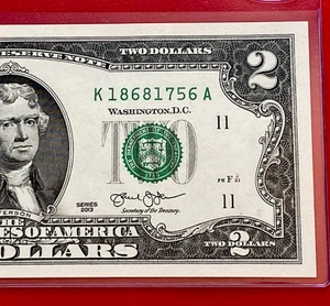2013 $2 TWO DOLLAR BILL ( Dallas K ) UNCIRCULATED - Picture 1 of 3