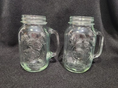 2 De Colección Grandes 28-oz. Tarro de vidrio transparente COSECHA DORADA con mango  Foto 1 de 4