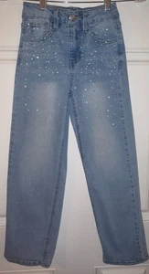 YMI Girls Size 8 Small Izzy Rhinestone Straight Leg Jeans Diamond - Picture 1 of 5