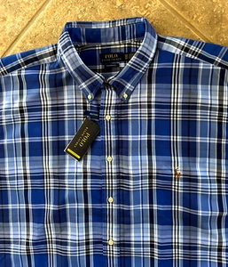 Polo Ralph Lauren Performance Oxford Shirt Big & Tall 3XB Blue Plaid $138 NWT - Picture 1 of 7