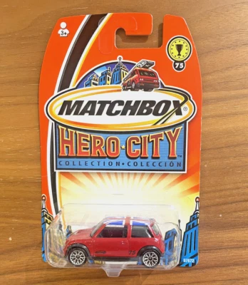 2004 Matchbox #75 Mini Cooper S red w/ UK flag on roof (Hero City) Union Jack - Image 1 of 4