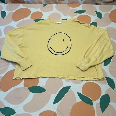 Sudadera Para Mujer By Together Rayón Algodón Smiley Mediana Amarilla Relajada Fray Foto 1 de 4