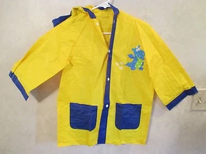 NWOT Boys Girls Yellow Blue Dragon Raincoat Windbreaker with Hood~Pockets~Large - Picture 1 of 11