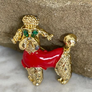 Vtg 50s Red Gold GERRY'S RHINENSTONE SCOTTIE DOG Brooch Mid Century Modern MCM - Picture 1 of 12