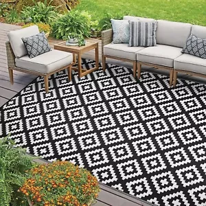 Outdoor Teppich robuster Wetterfest mit Tragtasche für Balkon Terrasse Camping - Bild 1 von 31