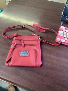 Nicole By Nicole Miller Burgundy Crossbody Purse Bag Shoulder Strap Zippers - Picture 1 of 7