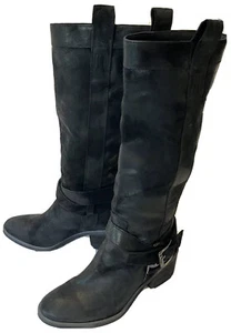Donald Pliner Devina Western Couture Black Leather Boots Pull-On Size 5.5 EUC - Picture 1 of 12