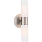 Duo 14" Modern Wall Sconce with Frosted Glass Shades, for Bathroom/Vanity, Chrom