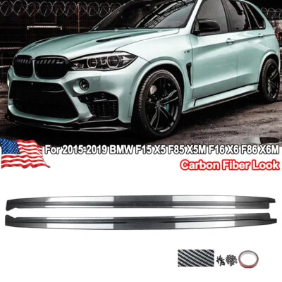 For 2015-2019 BMW F15 X5 F85 X5M F16 X6 F86 X6M MP Side Skirts Carbon Look ABS Foto 1 de 4