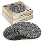 8 x Boxed Round Coasters - BW - Vintage Floral Wallpaper Pattern #43717