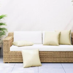 Cream Sofa Cushions 4 Pack 15.7x15.7 Decorative Pillows Soft Fabric - Picture 1 of 8