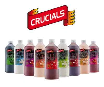 Salsa di peperoncino Crucials 1L extra calda aglio yogurt di mayo menta pomodoro senape