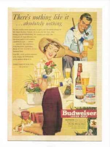 Postal reproducción publicitaria de cerveza Budweiser Lager años 30-40 - Imagen 1 de 2