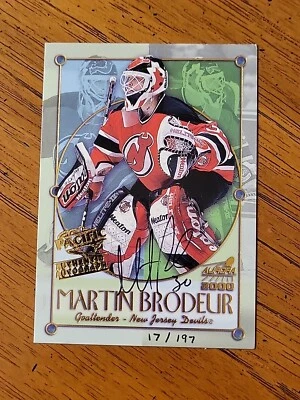 1999 Pacific Aurora Championship Fever 17/197 Martin Brodeur (Autograph)  HOF - Image 1 of 4