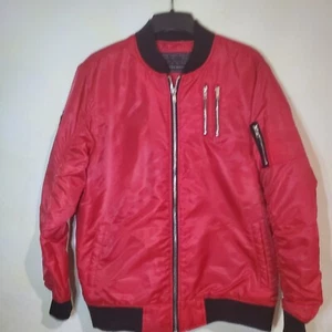 Bleeker And Mercer Mens Red Bomber Jacket Size XL - Picture 1 of 9