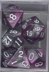 NEW Style! CUBE RPG Dice Set of 7 - Twisted Purple-Silver - Picture 1 of 2