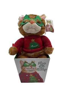 Ugly Sweater Tabby Cat New DanDee Avanti Cat In A Box "I Love This Holiday" - Picture 1 of 4