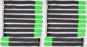 20 x Kabelklettband FK 20 cm x 20 mm neon grün Klettband Klett Kabel Binder Band - Picture 1 of 9