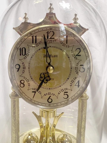Vintage West Germany Waltham Quartz Glass Dome Spinning Desk Shelf Clock Pre90s Cover
