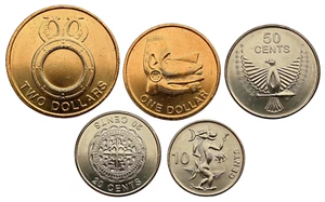 JUEGO DE 5 MONEDAS ISLAS SALOMÓN 10 CENTAVOS - 2 DÓLARES 2012 SÍMBOLOS ISLA UNC - Imagen 1 de 2