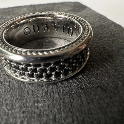 David Yurman 925 Sterling Silver Black Diamond Cable Streamline Ring – US Size 8 - Image 1 of 4